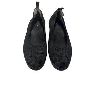 Vionic Womens Black Mesh Slip-On Wedge Shoes